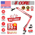 5Core Microphone Boom Arm Desk Mic Stand Adjustable Clamp Suspension Boom Stands RED