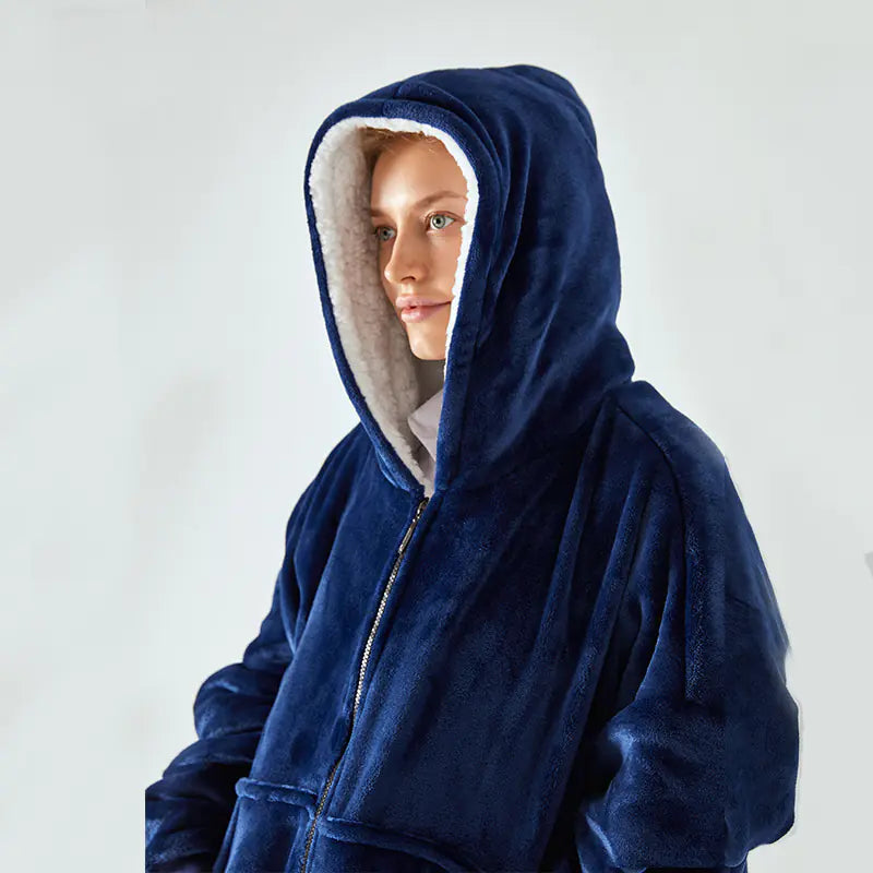 Amazon Thick Cozy Blanket with Hooded Robe for Comfort